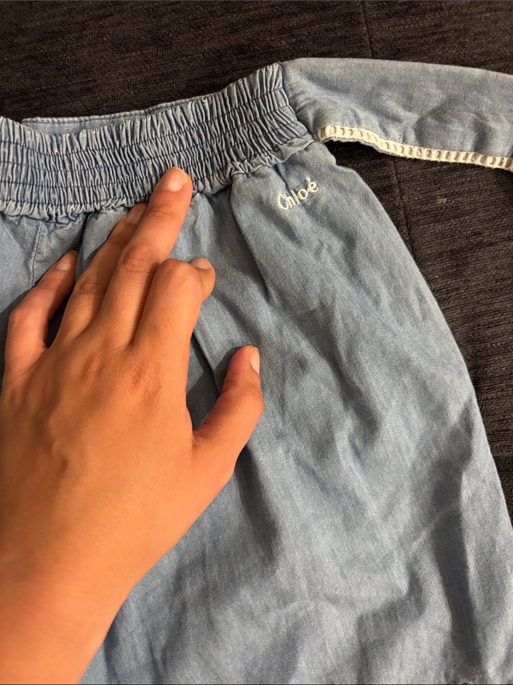 Chloé Light Blue Denim-Look Girls Shorts